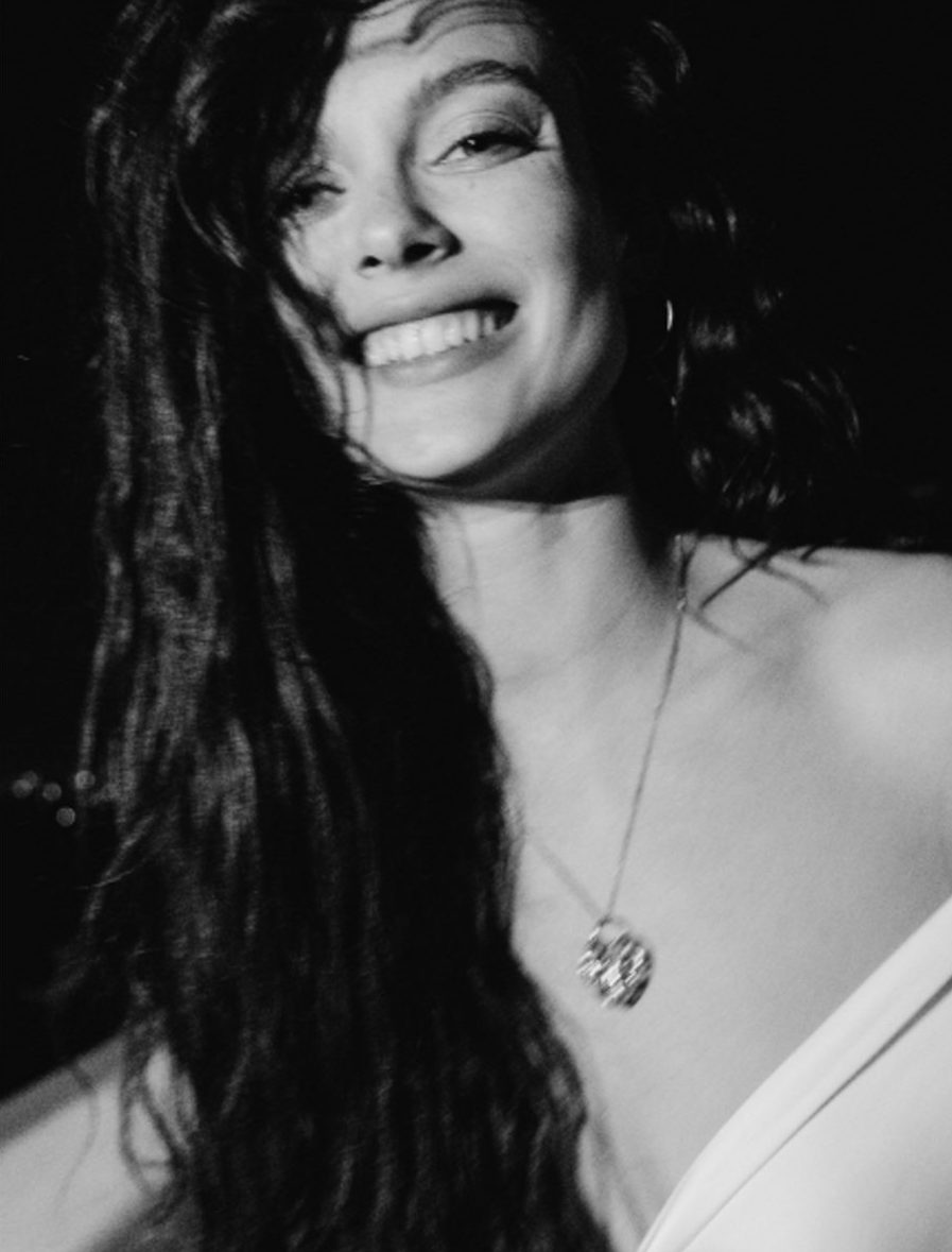 Liza laughing, black and white